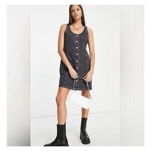 Levi’s Tuli Mini Dress Black Charcoal Denim Sleeveless- Sz Large - New